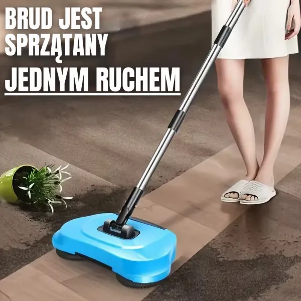Szczotka obrotowa zbiera rozsypaną ziemię z paneli