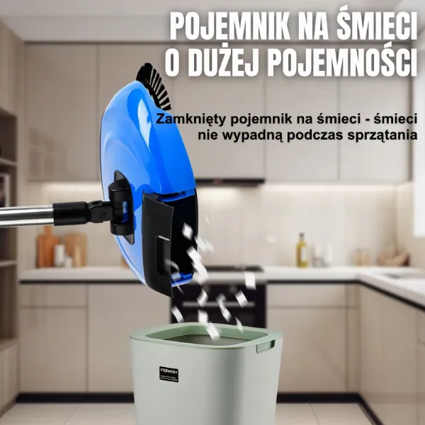 Opróżnianie pojemnika szczotki obrotowej do kosza na śmieci